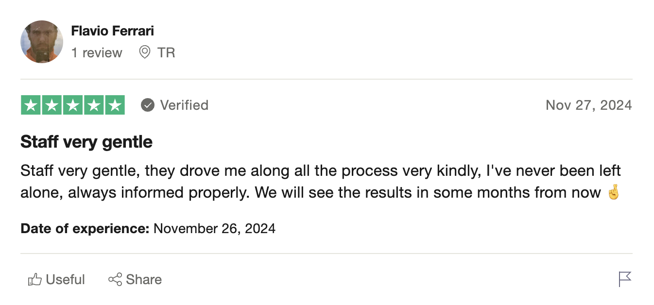 Customer Review - Gentle and Supportive Staff Throughout the Process