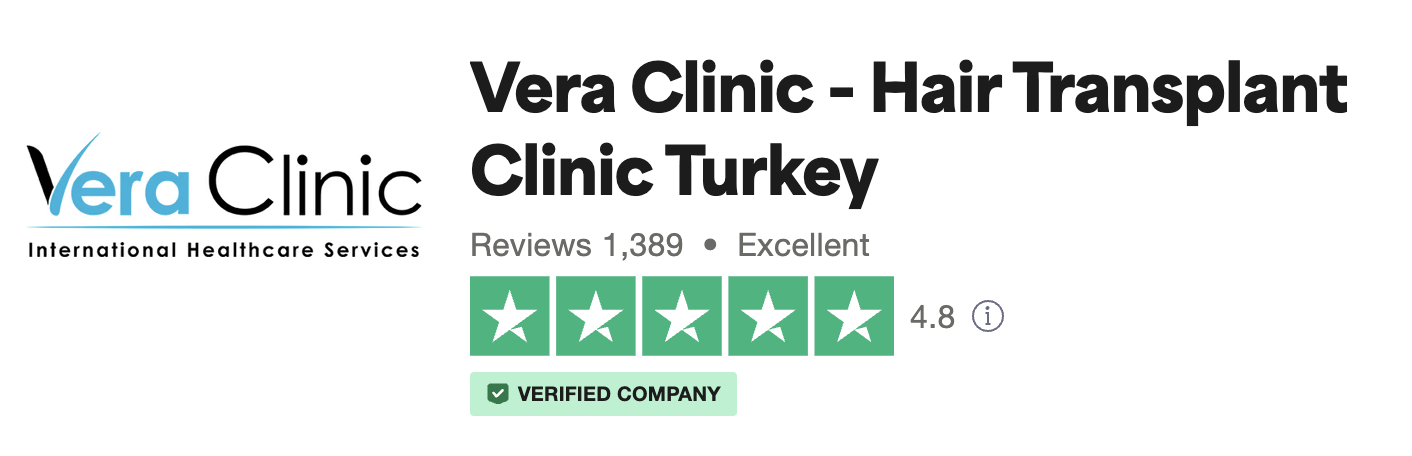 Vera Clinic Hair Transplant Clinic with 1,389 reviews and a perfect TrustScore of 5 out of 5, verified company.